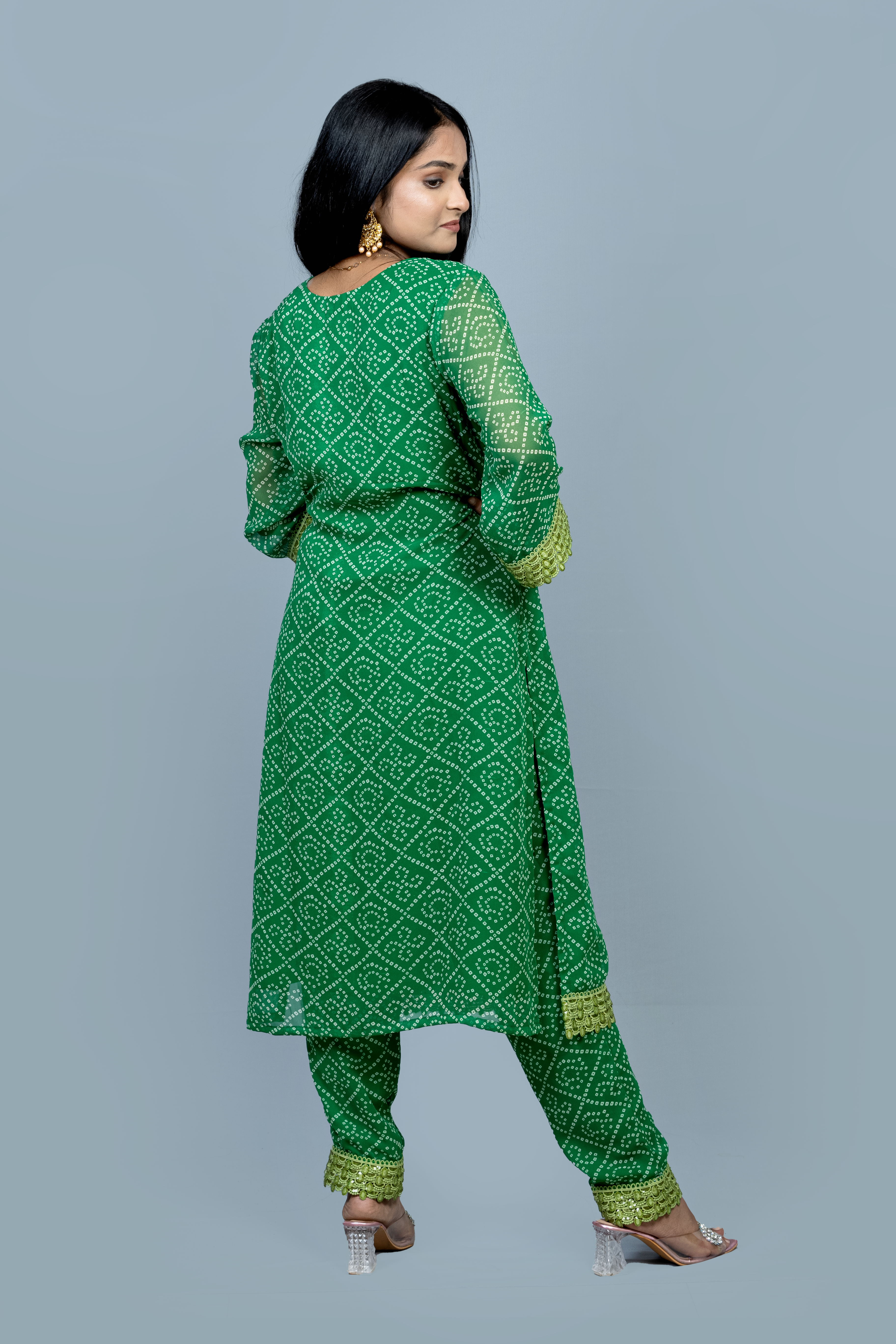 Green Georgette 3 piece Kurti set