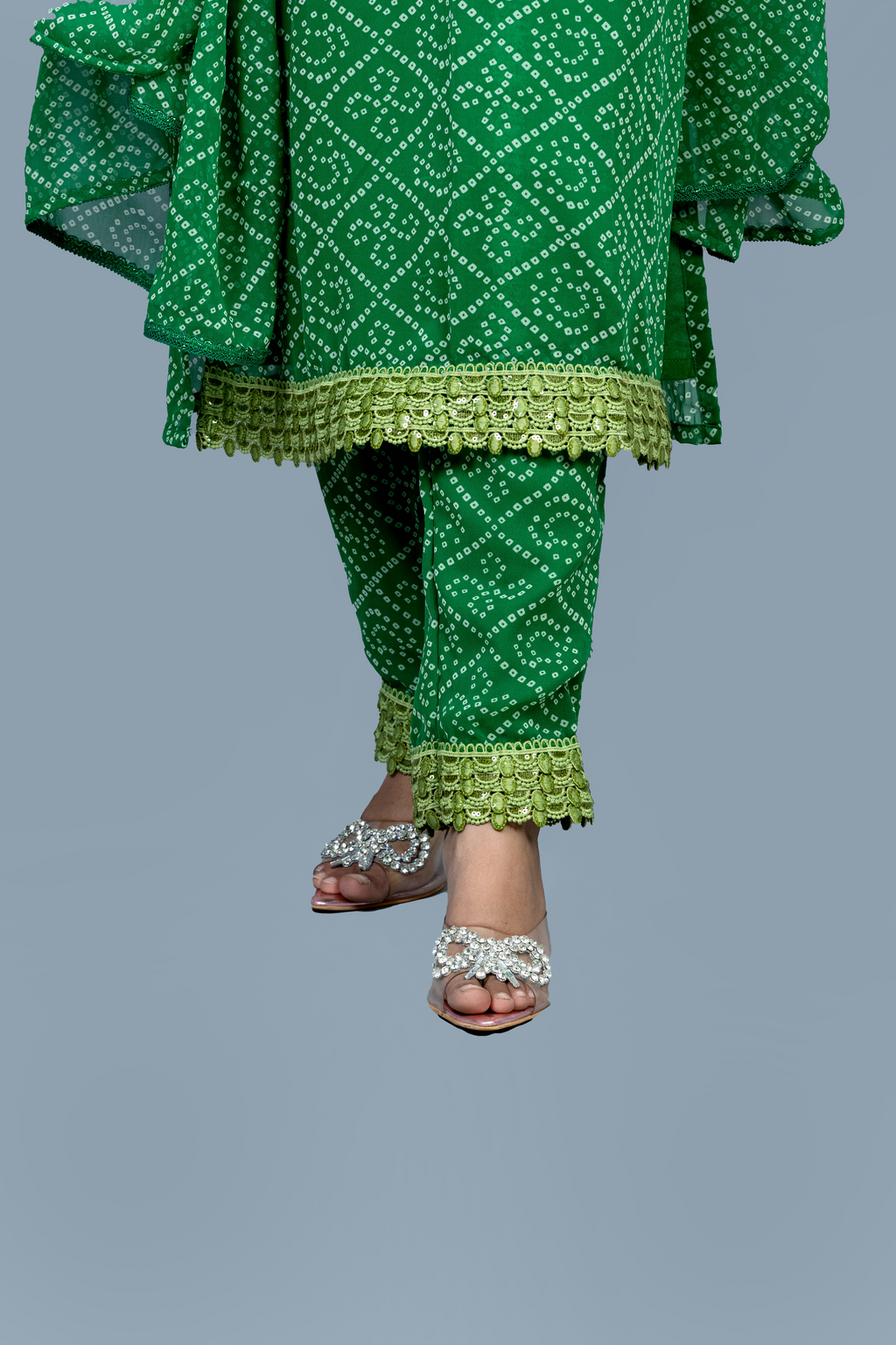 Green Georgette 3 piece Kurti set