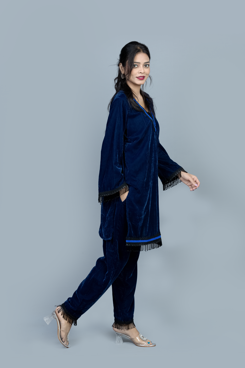 Dark royal blue Velvet Co ord set