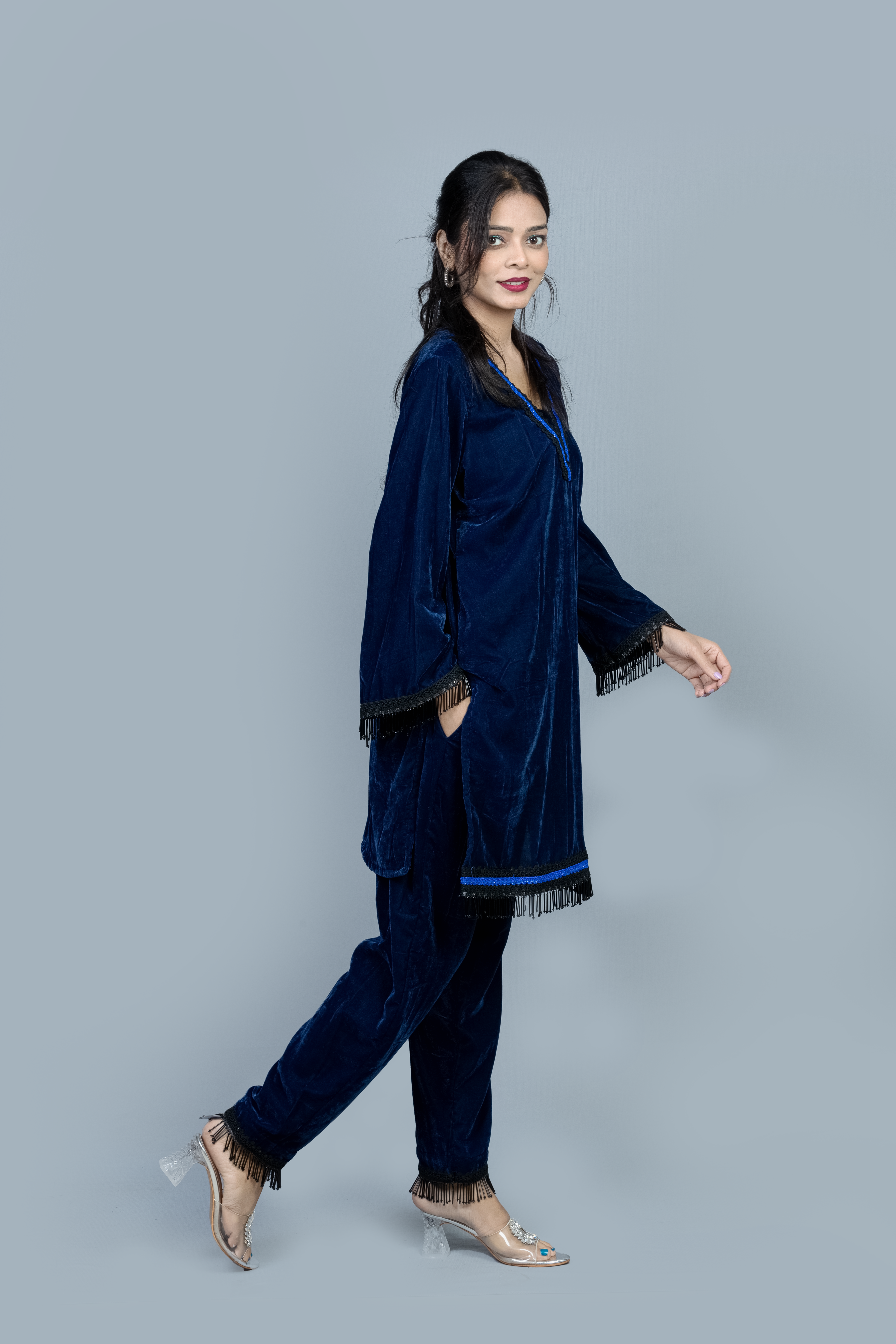 Dark royal blue Velvet Co ord set