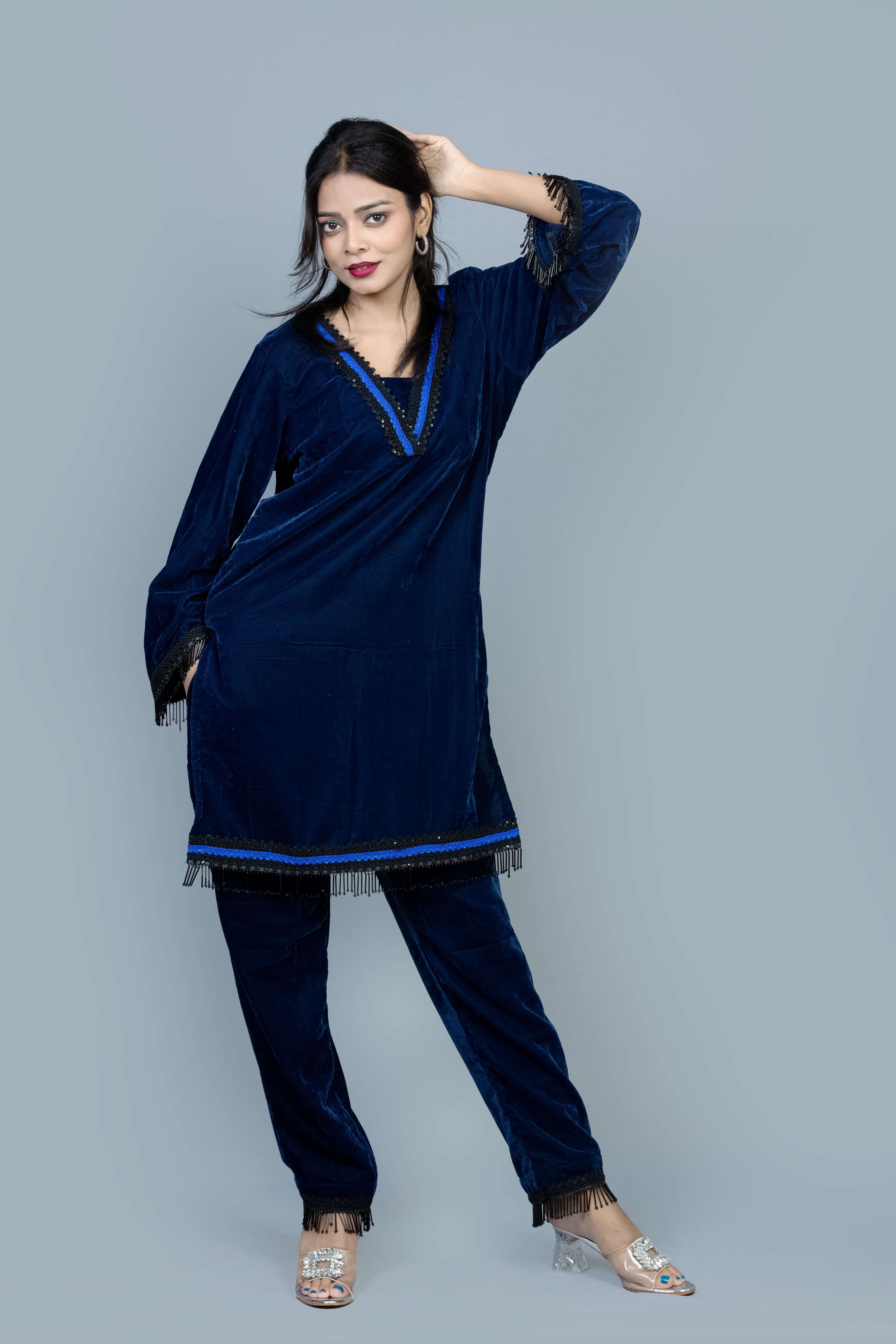 Dark royal blue Velvet Co ord set