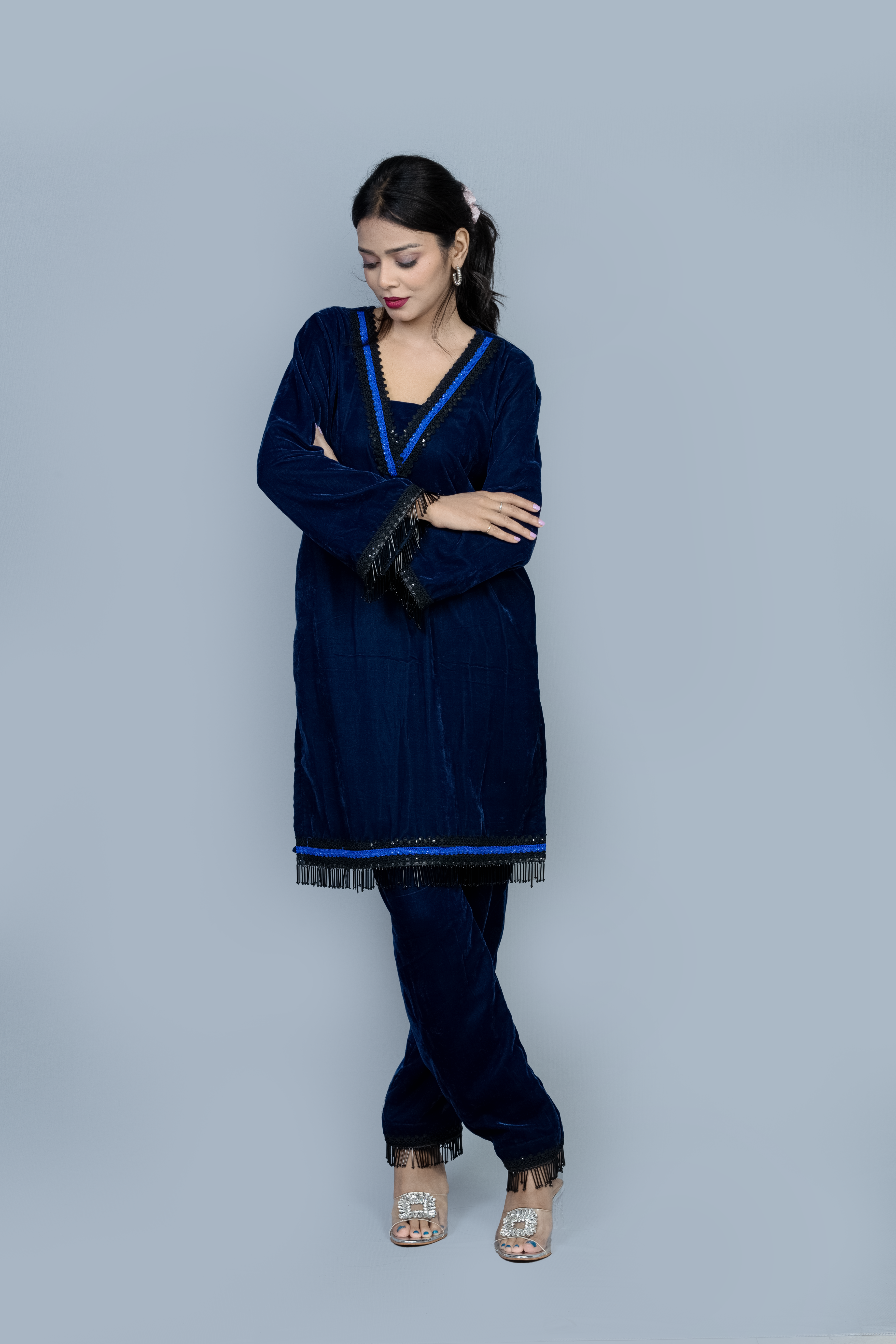 Dark royal blue Velvet Co ord set